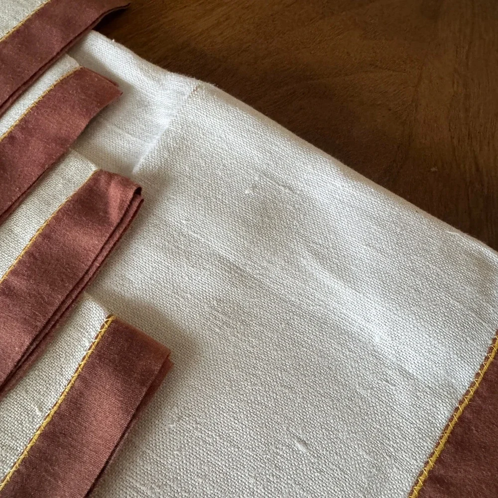 Vintage Embroidered Linen Napkin Set with Rose Floral Design Square Bistro Table